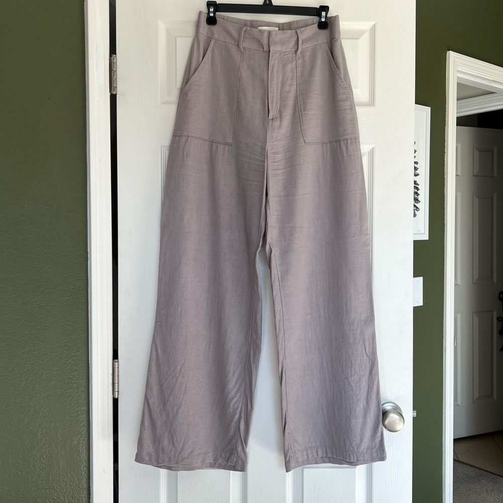 Abercrombie Linen-Blend Tailored Wide Leg Pant